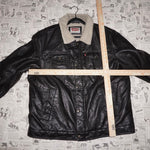 XL -Vintage Y2K Levis button up Sherpa collar leather jacket