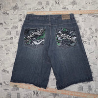 36 - Vintage Y2K Ecko UNLTD denim baggy 00s embroider jorts