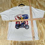 Vintage y2k american steel motorcycle american flag t-shirt