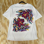 Vintage y2k femme painted flowers 1990s art t-shirt