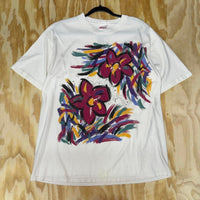 Vintage y2k femme painted flowers 1990s art t-shirt