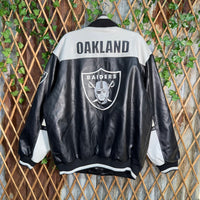 Vintage Y2K Oakland Raiders leather 2000s embroidered jacket