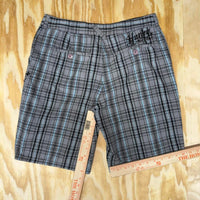 Vintage y2k hurley plaid embroider 2000s surf skate shorts