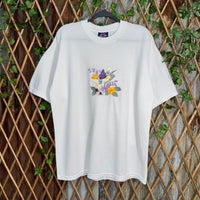 Vintage Y2K cottage 2000s flower butterfly embroider t-shirt