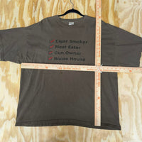 Vintage y2k cigar smoker boxes checked funny brown t-shirt