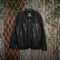 XL - Vintage Y2K route 66 leather zip up 2000s biker jacket