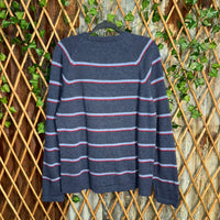 Vintage Y2K anchor blue surf/skate 00s striped knit sweater