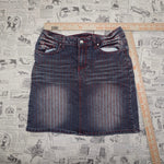 5/6  - Vintage Y2K Crest denim stripe blue/red 2000s skirt