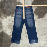 Vintage Y2K Paco jeans embroider 2000s baggy dark wash jeans