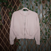 Small - hippie rose cropped long sleeve zip up femme hoodie