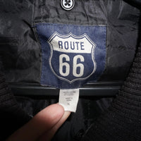 XL - Vintage Y2K route 66 leather zip up 2000s biker jacket