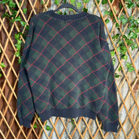 Vintage Y2K Ashley made in USA 1990s knitted plaid sweater
