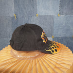 OSFA- Vintage / Y2K 00's Flame Embroidered Black Sturgis Hat