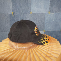 OSFA- Vintage / Y2K 00's Flame Embroidered Black Sturgis Hat