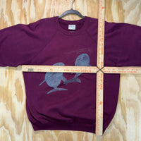 Vintage y2k maroon 1980s dolphins wildlife oceanic crewneck