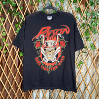 Vintage Y2K poison rock band 2000s flame motorcycle t-shirt