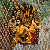 Vintage Y2K Bruce Lee flame fire dragon aop 2000s t-shirt