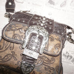 OSFA - belt buckle strap silver hardware 2000s western purse