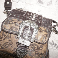 OSFA - belt buckle strap silver hardware 2000s western purse