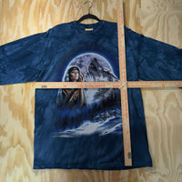Vintage Y2K the mountain tie-dye 90s native wolf LS T-shirt