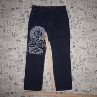 36 -Vintage Y2K Kno Betta dollar bills jesus 00s denim pants
