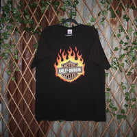 XL - Vintage Y2K Harley Davidson flame motorcycle 00s tshirt