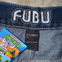 Vintage y2k fubu embroidered FB 2000s hip hop denim jorts