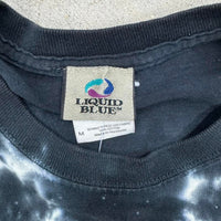 Medium - Vintage y2k liquid blue aop tie dye skull t-shirt