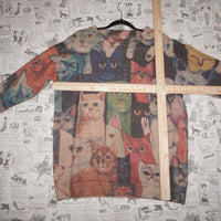 XL - Vintage Y2K cats AOP 00s long sleeve knitted sweater