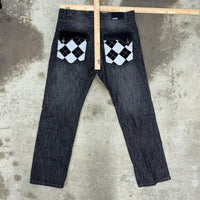 Vintage y2k blue ocean 00 checkerboard embroider denim jeans