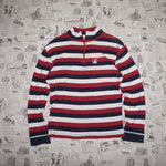 Small - Vintage Y2K striped Mickey Mouse quarter zip t-shirt