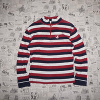 Small - Vintage Y2K striped Mickey Mouse quarter zip t-shirt