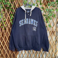 Vintage Y2K Seattle Seahawks raw hem embroider zip up hoodie