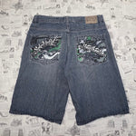 36 - Vintage Y2K Ecko UNLTD denim baggy 00s embroider jorts