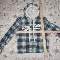 L - Vintage Y2K Aeropostale plaid pattern flannel embroider - Blue - L