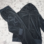 L - Vintage Y2K sweat suit top bottom velor essential preppy - Gray - L