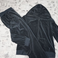 L - Vintage Y2K sweat suit top bottom velor essential preppy - Gray - L