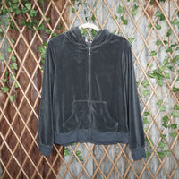 L - Vintage Y2K sweat suit top bottom velor essential preppy - Gray - L
