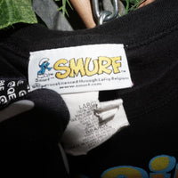 L - Vintage Y2K Smurf brainy smurfs smart funny quirky 2000s - Black - L