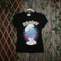 L - Vintage Y2K Smurf brainy smurfs smart funny quirky 2000s - Black - L