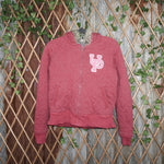 S - Vintage Y2K Pink quilted puffer university fur hood - S