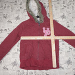 S - Vintage Y2K Pink quilted puffer university fur hood - S
