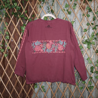 L - Vintage Y2K Crazy Shirt floral long sleeve 2000s hit - Red - L