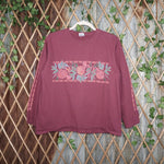 L - Vintage Y2K Crazy Shirt floral long sleeve 2000s hit - Red - L