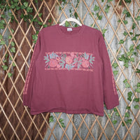 L - Vintage Y2K Crazy Shirt floral long sleeve 2000s hit - Red - L