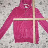 S - Vintage Y2K Pink velour essential chest hit fuzzy femme - S