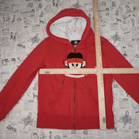 XL - Vintage Y2K Paul Frank monkey logo chest hit zip hoodie - Red - XL