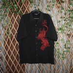 XL - Vintage Y2K American Vintage embroider dragon button - Black - XL
