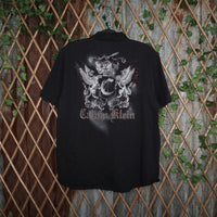 large - Vintage Y2K Calvin Klein button polo grunge crazy - Black - L