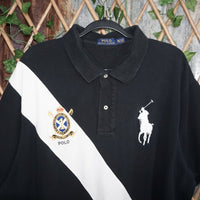 XXL - Vintage Y2K Polo Ralph Lauren big stripe pony crest - Black - XXL